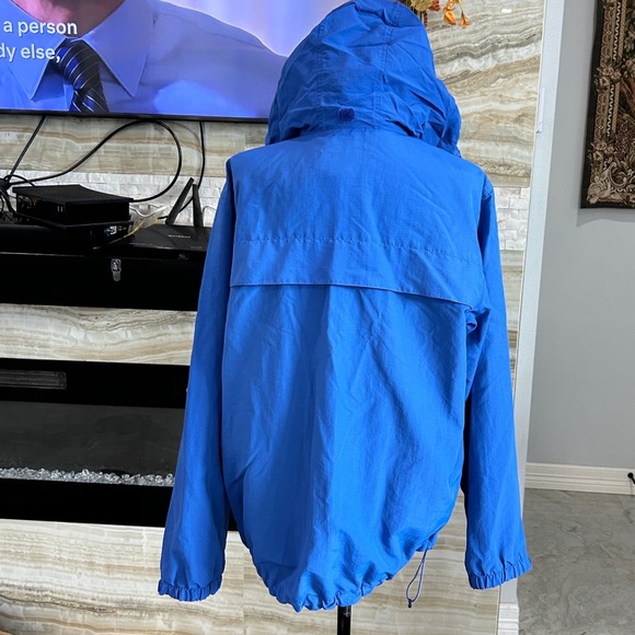 Lands' End Blue Hooded Lightweight Zip Up Jacket‎ Active Sporty Raincoat Medium - Picture 3 of 7